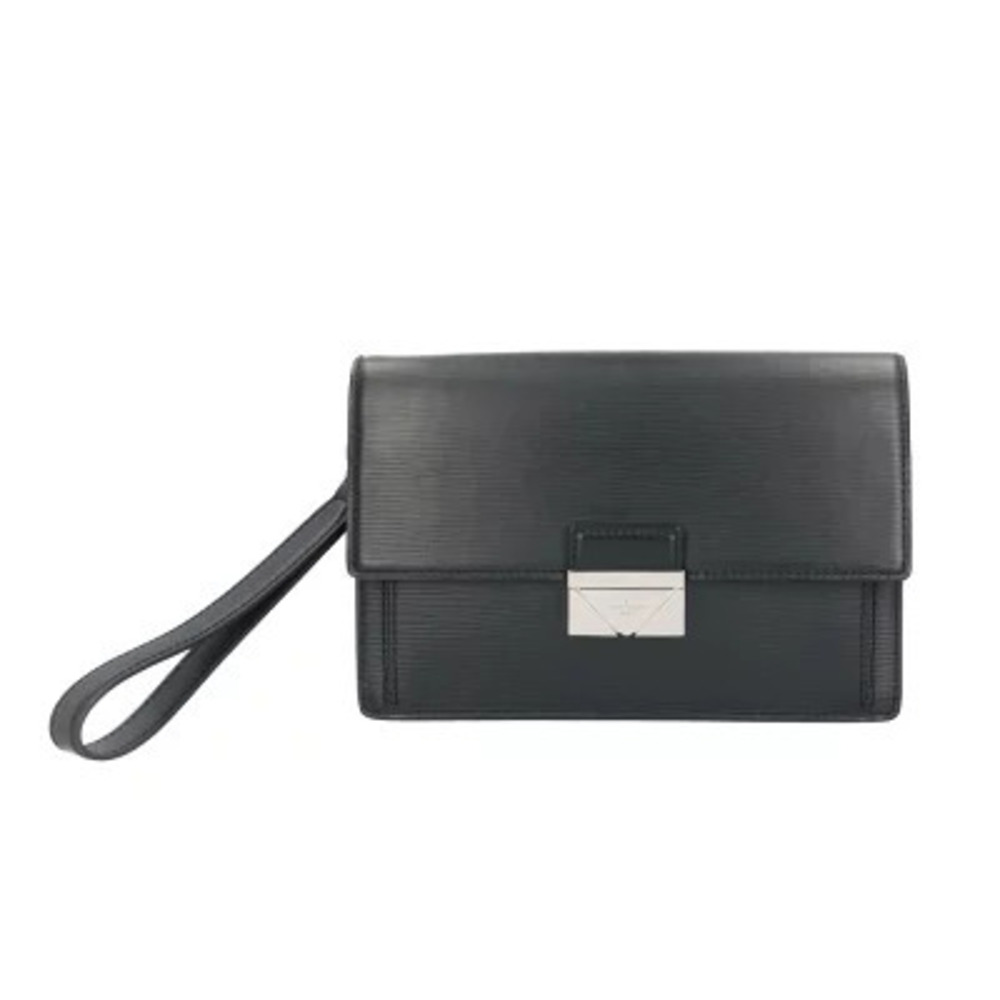 Louis Vuitton Pochette Thames Epi Clutch Bag Leather Black